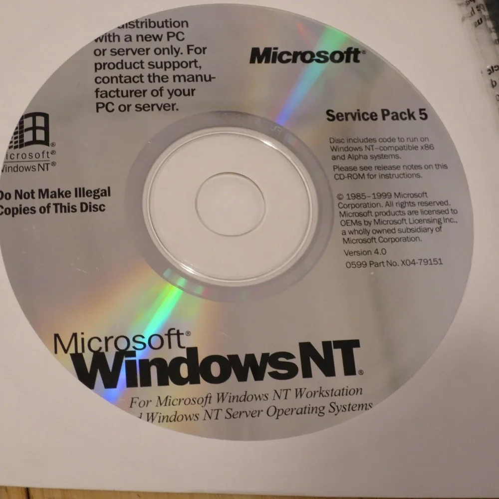 Microsoft Windows NT Workstation‎ 4.0 SP5 CD-ROM, 3.5 Floppies, Manual & COA 04